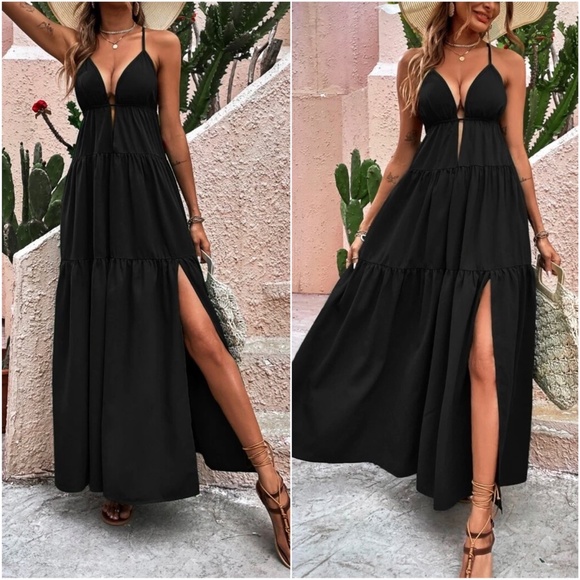 Boho Criss Cross Ruffle Cami Maxi Dress - Picture 10 of 12